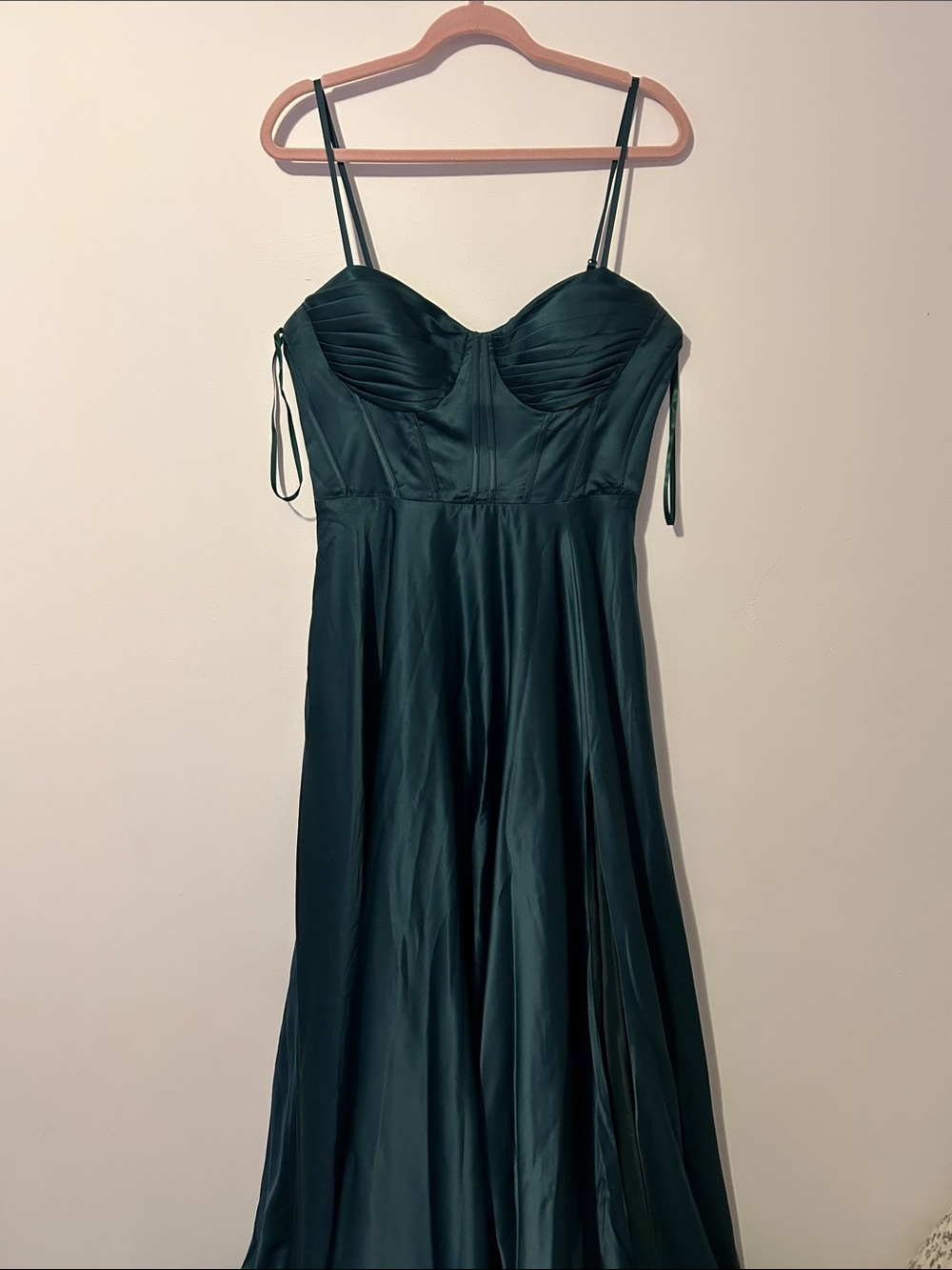 B Darlin Dark Green Strapless Satin Gown